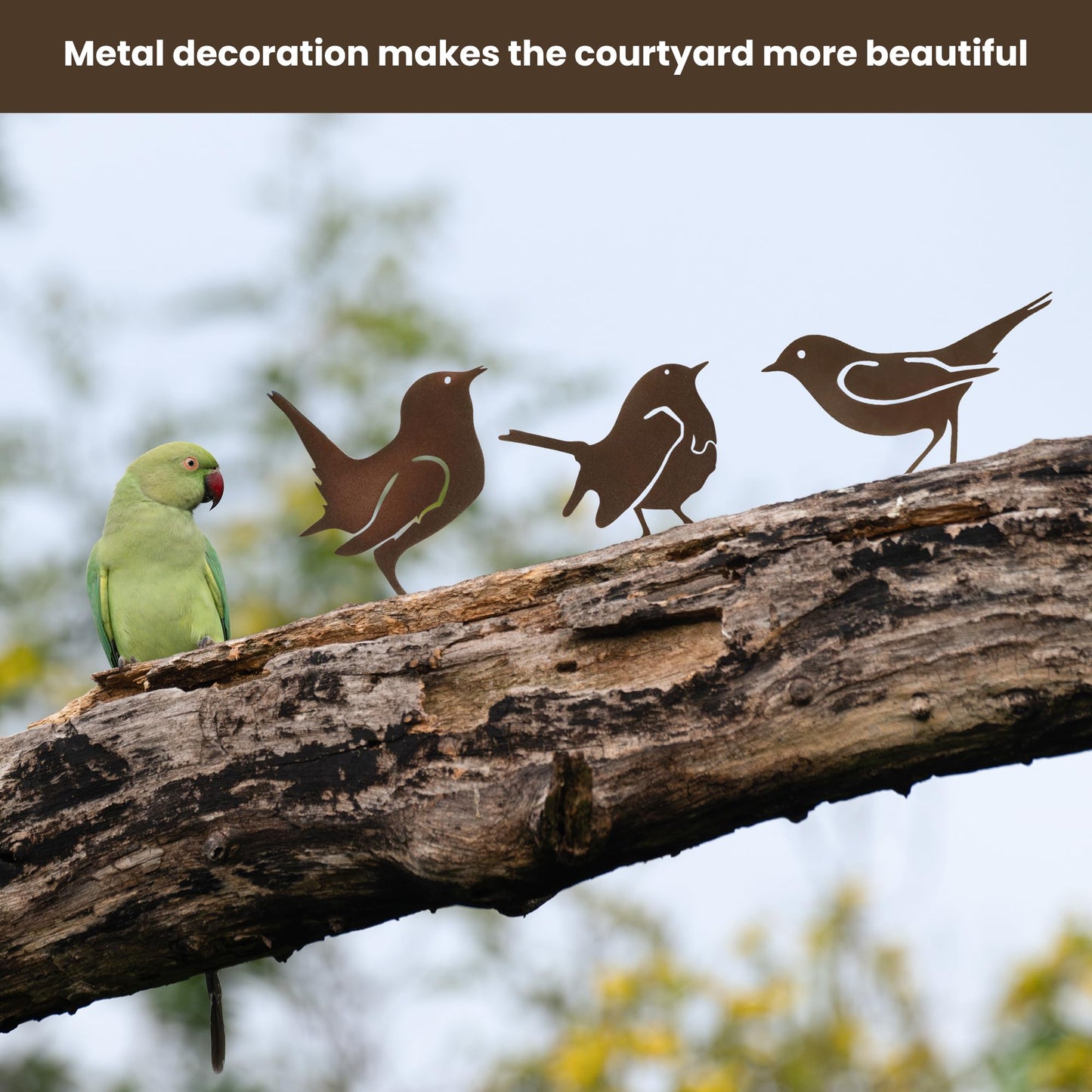 MIRATE 5PCS Rusty Metal Birds Decoration,Outdoor Fence Yard Decor,Metal Birds Craft Statue Ornaments for Yard Art,Garden Decor