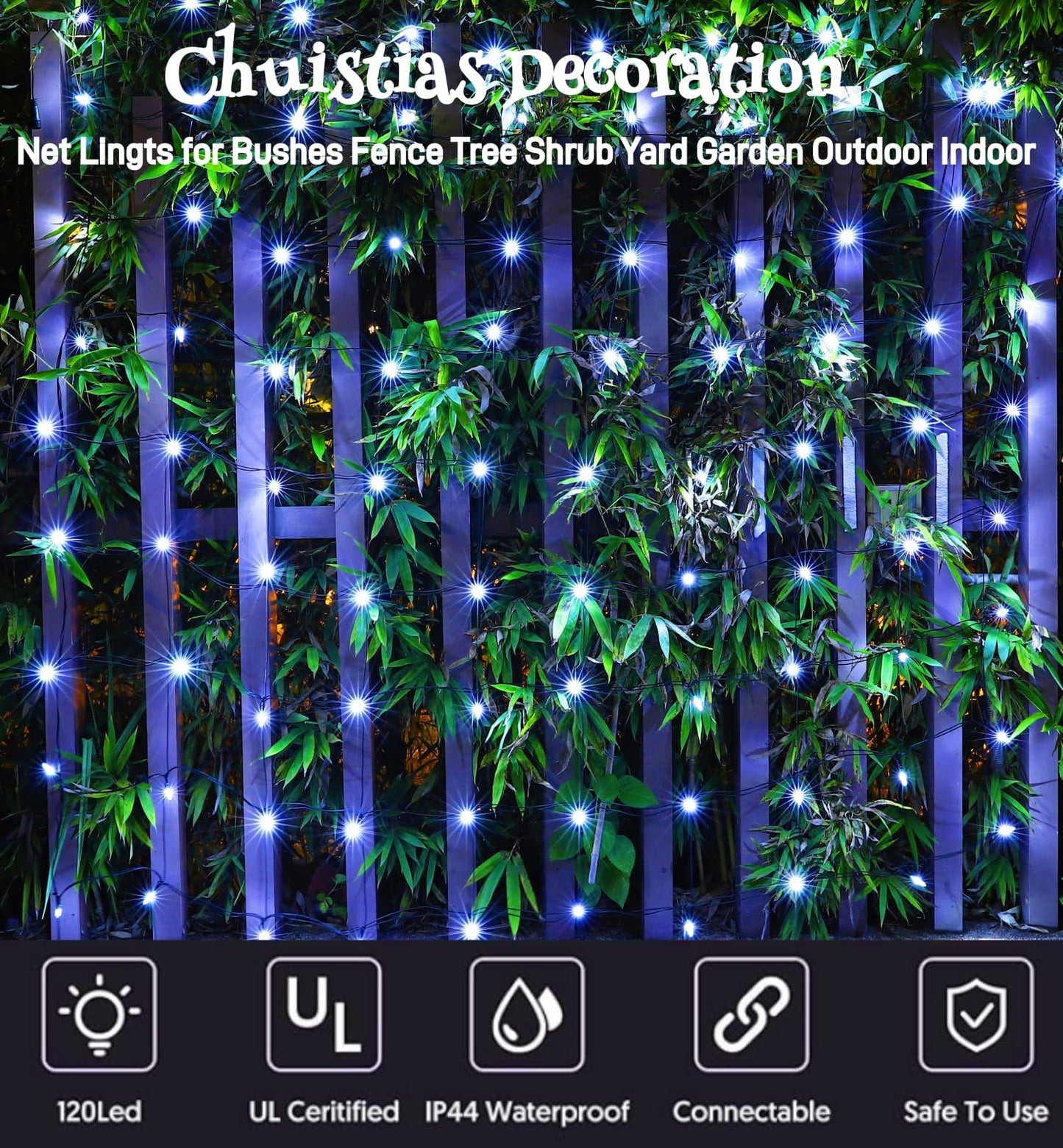 Meteds LED Christmas Net Lights Outdoor,120 LED 6ftx4ft Connectable Waterptoof Christmas Lights for Bushes Fence Tree Shrub Yard Garden Outdoor Christmas Decorations(White)