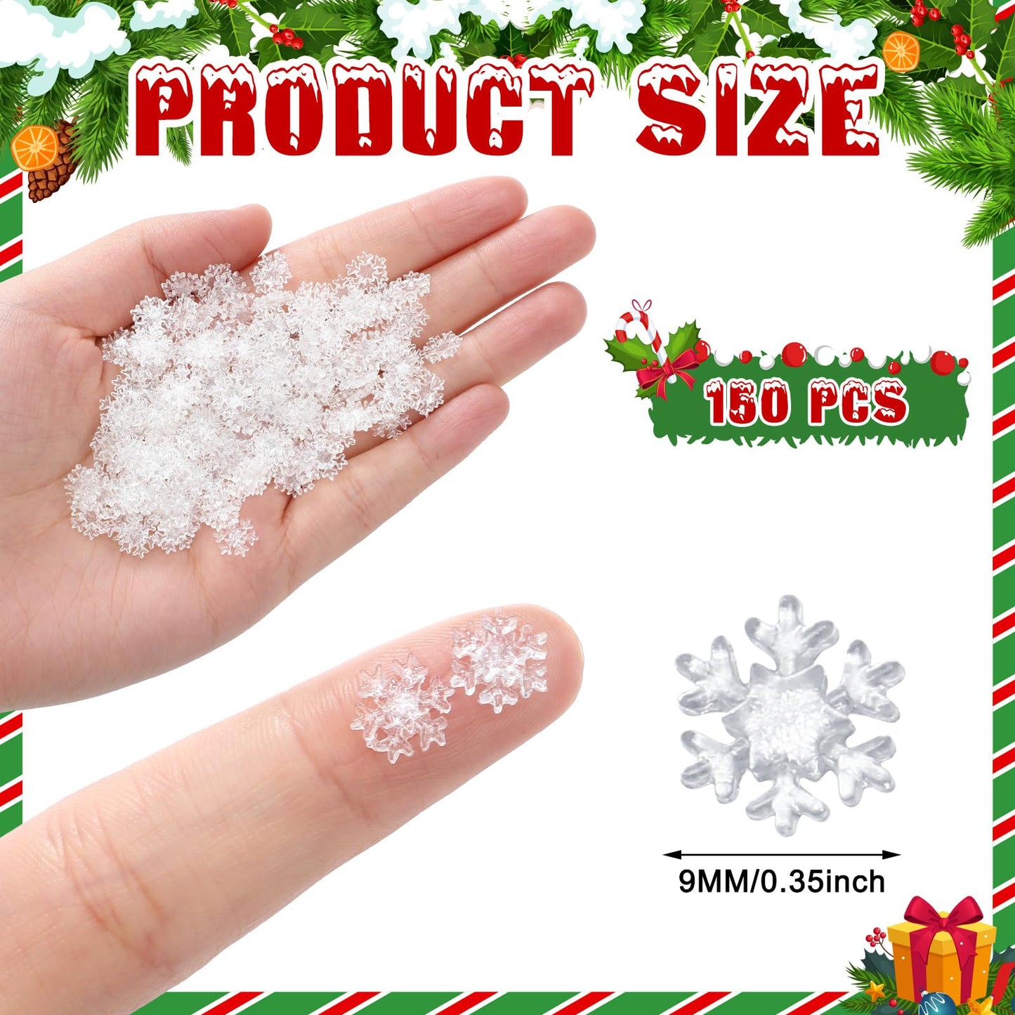 Knitgrip 150 Pcs Mini Snowflake for Craft 0.35 Inch Small Resin Xmas Embellishment Tiny Snowflake Ornaments Little Craft Pieces for Christmas Winter Party DIY Decor(Clear)