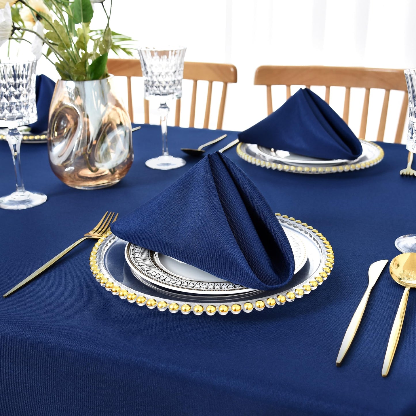 Cloth Napkins Set of 6 Washable Dinner Napkins Square 18X18 Inch Navy Blue Reusable Table Napkin with Hemmed Edges for Hotel Restaurant Wedding Party Banquet Event