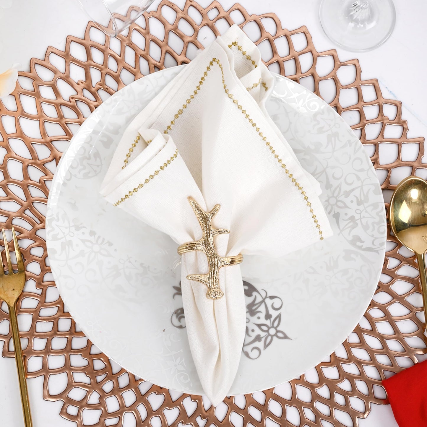 Modern Metal Napkin Rings Set of 12 - Napkin Rings Holder for Dinning Table Parties Dining Table, Weddings, and Special Events - Elegant Table Décor for Home & Restaurants (Gold) - CLEENTABLE