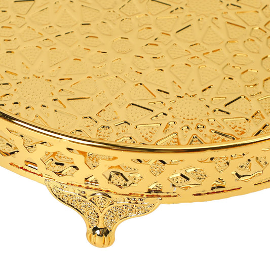 Multi-Wits Retro Fruit Bowl, Round Fruit Tray with Handle, Gold Decorative Strong Alloy Bowl for Party, Family, Bar, and Cafe (Gold Color Meduim Size)