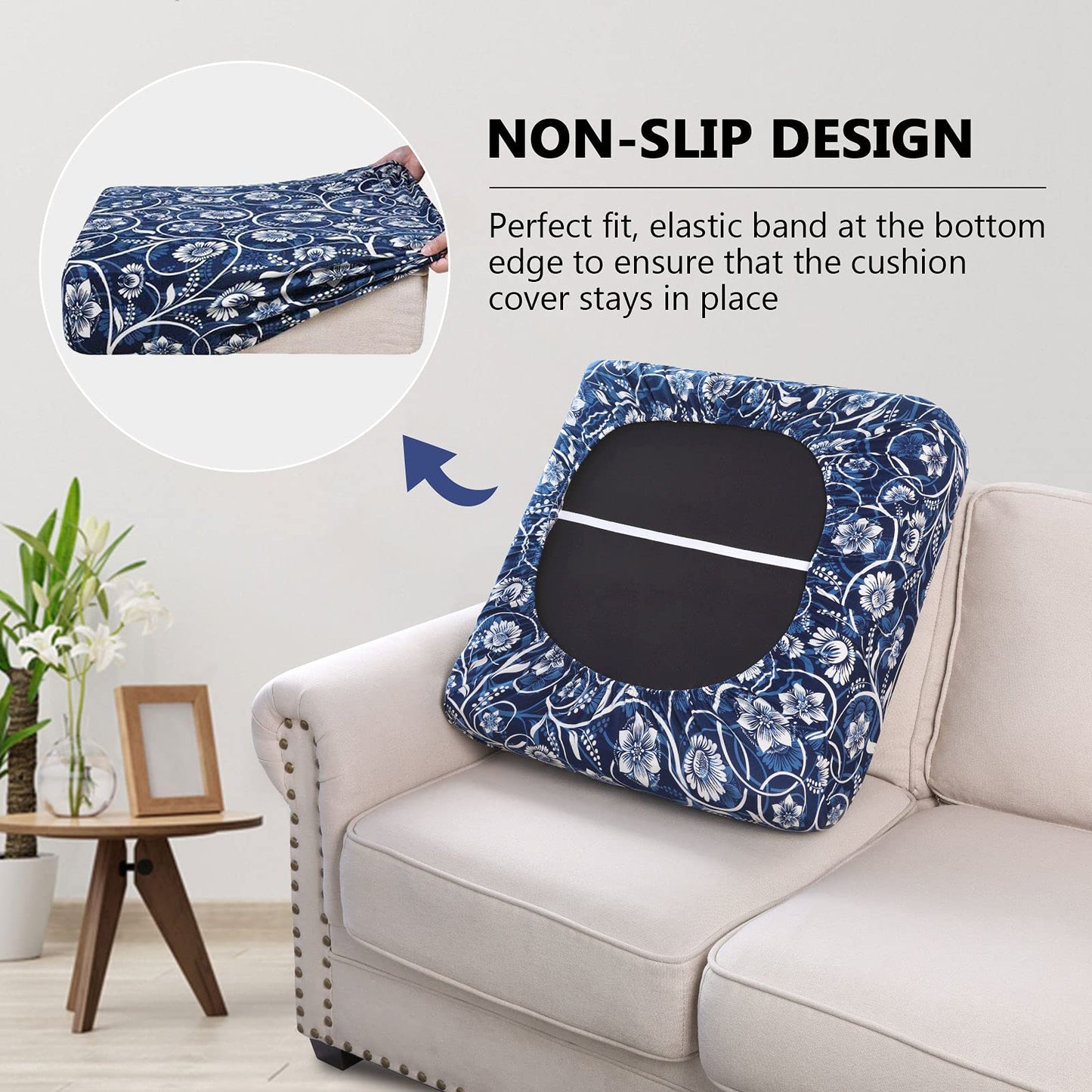 hyha Printed Couch Cushion Covers, Floral Sofa Covers Washable for Cushion Couch, Stretch Pattern Outdoor Cushion Covers for Patio Furniture with Elastic Bottom(Small, Baroque)