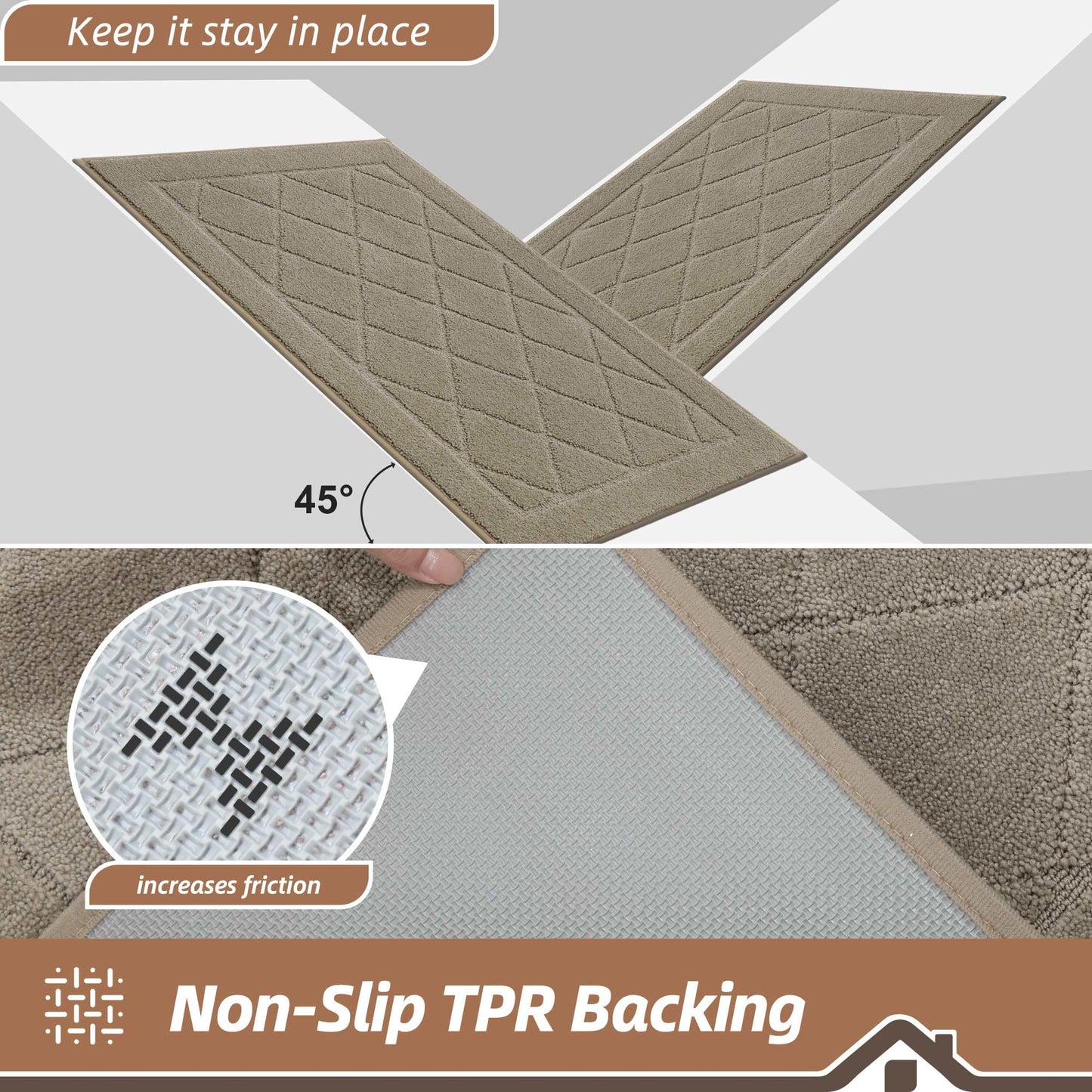 BEQHAUSE Dirt Trapper Door Mat 20" x 32", Doormat Non-Slip Entryway Rugs Washable, Dog Door Mat Stain Resistant and Absorbent Welcome Floor Mat for Front Back Door, Mud Wet Shoes & Paws, Beige