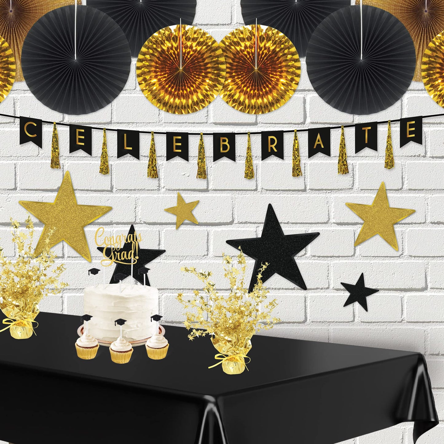 Beistle Star Gleam 'N Burst Centerpiece, 15", Gold Metallic Foil Table Decoration for Birthdays, Weddings, New Year's Parties, Awards Night and Special Events