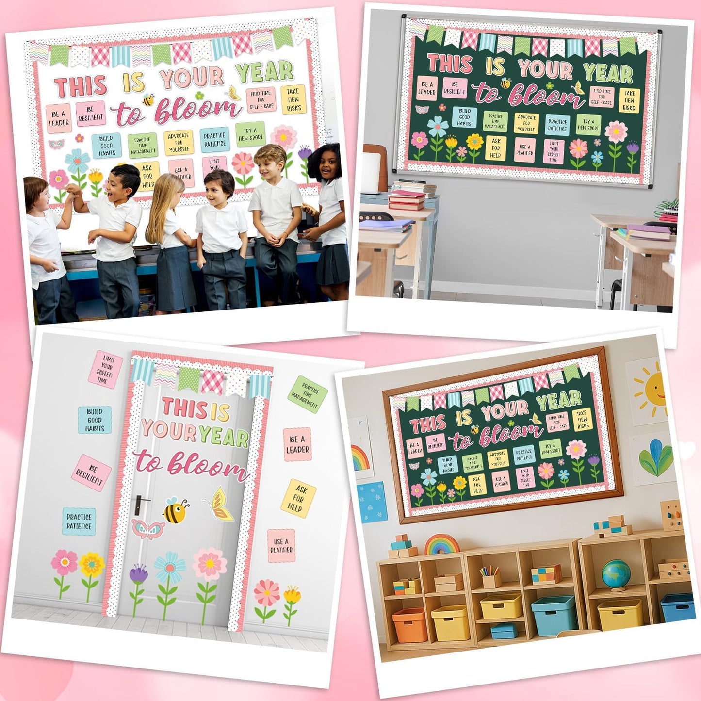 Spring Bulletin Board Decorations Positive Flower Butterfly Paper Cutouts Inspirational This is Your Year Bulletin Board Set Spring Bee Floral Poster for School Class Chalkboard Wall Decoration Favor