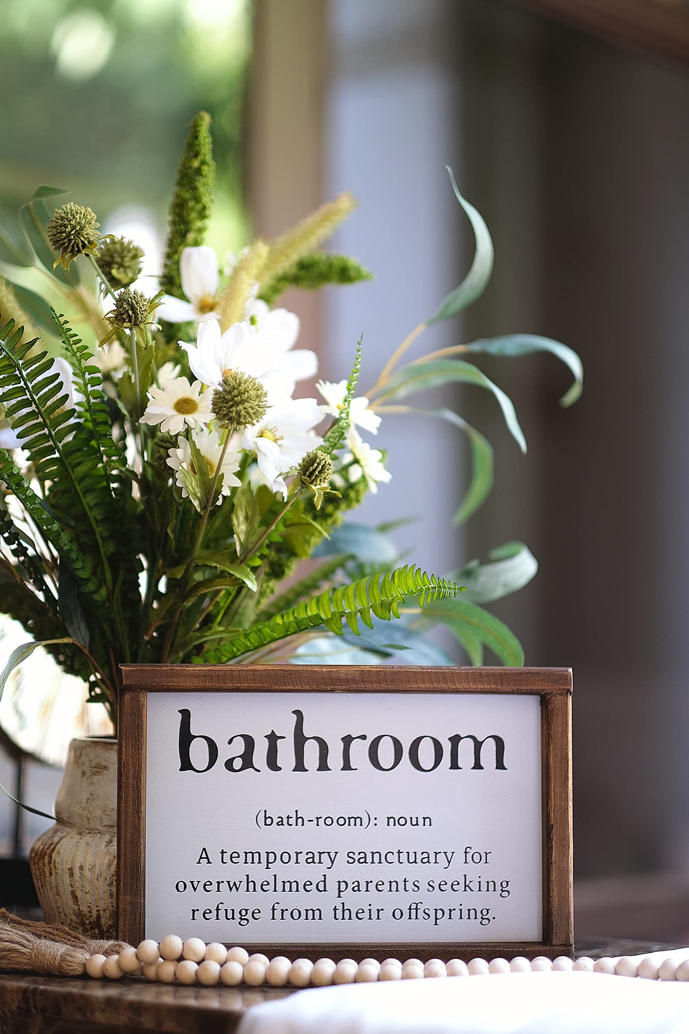 Lavender Inspired Farmhouse Funny Bathroom Signs Wall Decor with Humor Quote-Half Bath Signs-Rustic Bathroom Wall Hanging Decor-Guests Bath-Shelf Sitter-Powder Room Sign