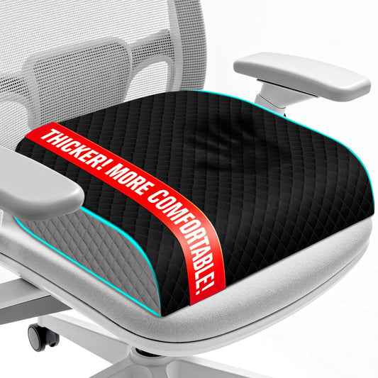 EdenDwell Seat Cushion for Office Chair, Memory Foam Chair Cushions, Car Seat Cushion for Long Sitting, Desk Chair Cushion for Pressure Relief, Non-Slip Bottom, Washable Cover, Large, Black
