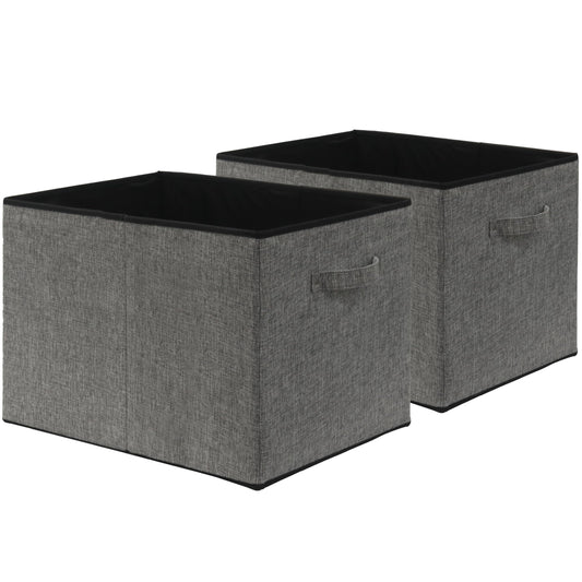 Simple Houseware 15 x 13 Inch Collapsible Fabric Storage Bin with Handles, 2 Pack, Dark Gray