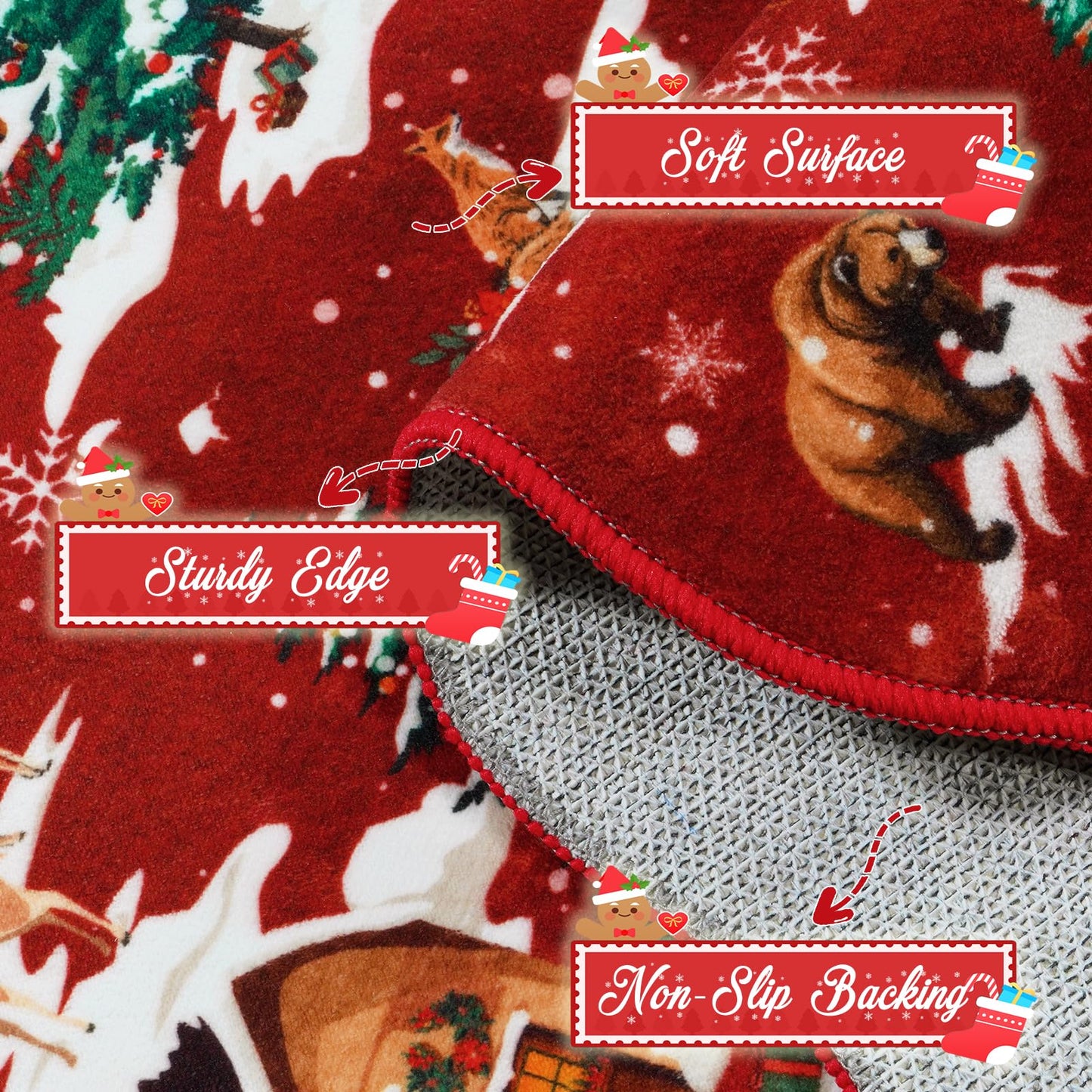 LIVEBOX Christmas Runner Rug Runners for Hallways, 2x6 Red Washable Kitchen Rugs Non Slip, Xmas Christmas Tree Rug for Entryway, Runner Carpet Kitchen mat for Bathroom Bedroom Laundry Holiday Decor