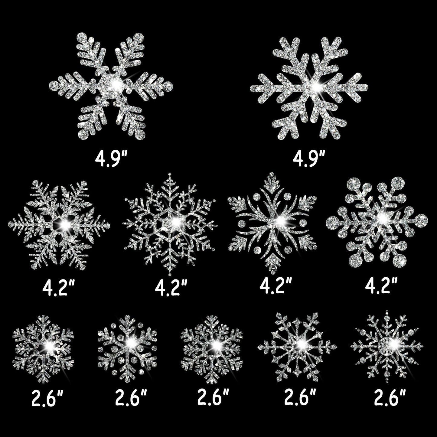 Glitter Snowflake Window Clings, 147PCS Silver Sparkling Christmas Window Clings Winter Wonderland Decorations for Home Christmas Party (Glitter Snowflake)