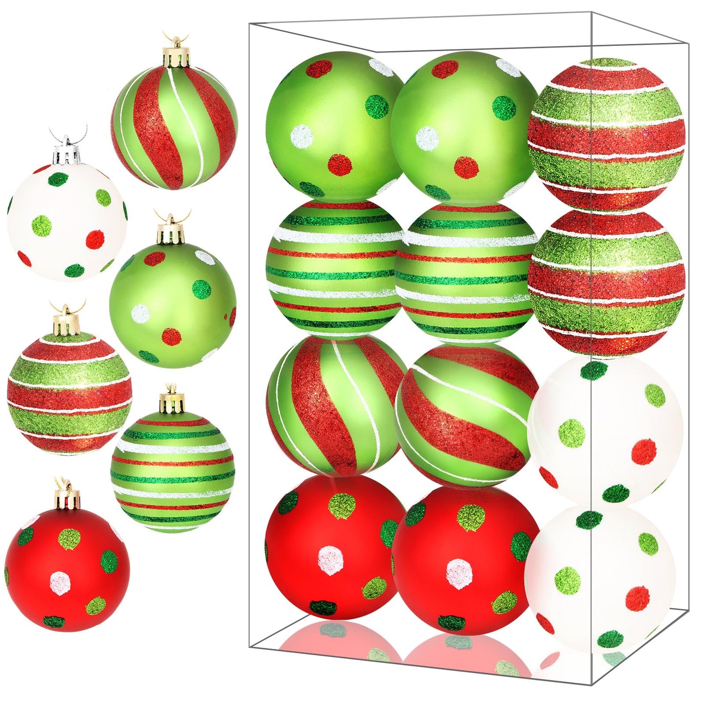 Semato 12 Pcs Christmas Tree Ornaments Decorations Ball, 2.4 Inch Shiny Hanging Bulbs Christmas Tree Decorations Set