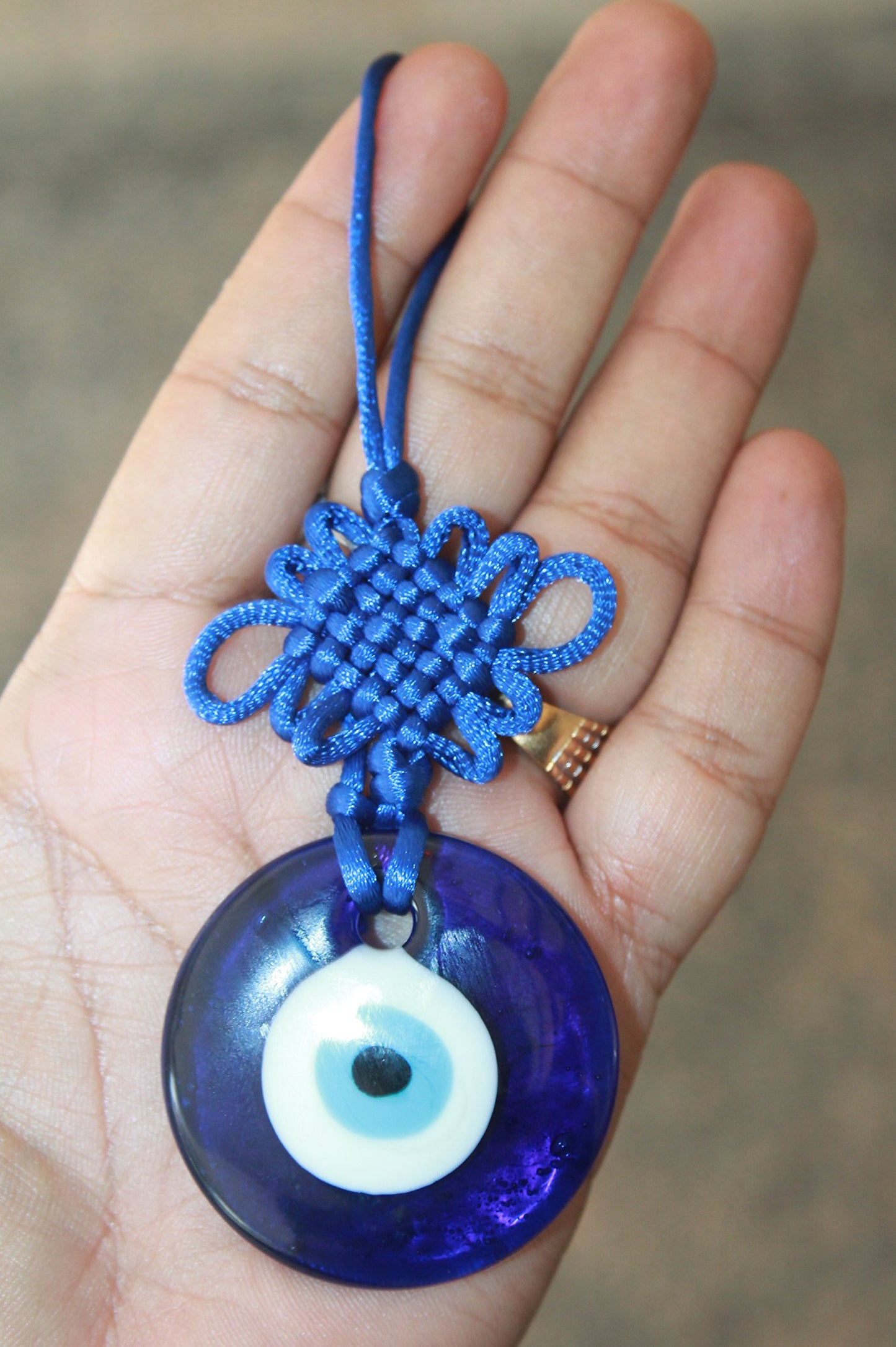 IS4A Talisman - Single Glass Evil Eye Protection - Good Luck Charm, Home, Office, Car Decoration, Blessing Ornament, Reflects Negative Energy (6 Inch)