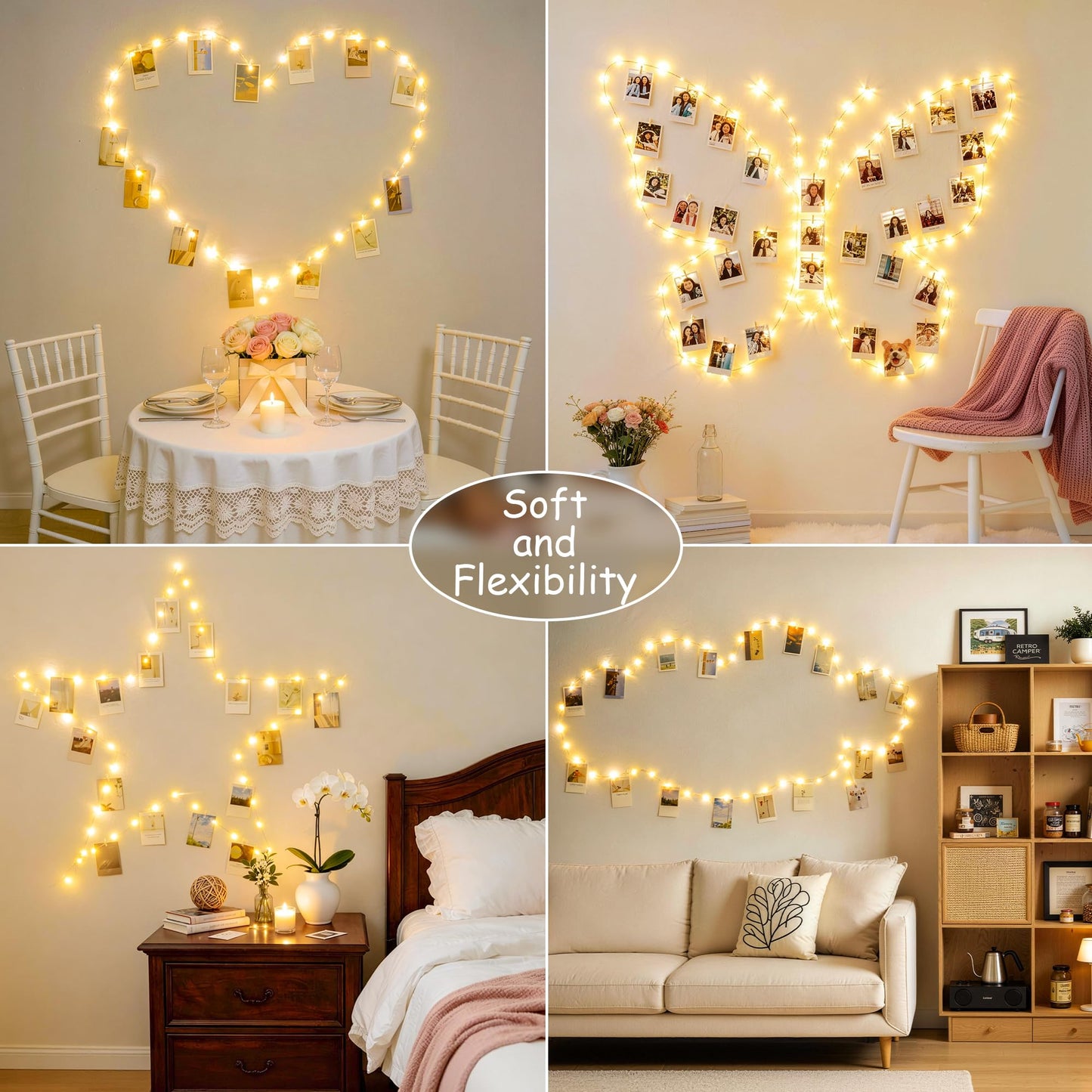 JMEXSUSS 100 LED Photo Clips String Light, 33ft Battery Operated Fairy Lights with 50 Clips for Pictures, 8 Modes Photo Light with Remote for Teen Girl Gifts Bedroom Wedding Dorm Christmas Decor