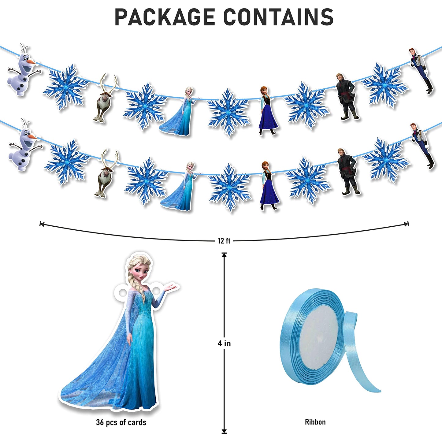 Frozn Garland Decoration – ICY Winter Theme Hanging Garland for Birthday Celebration Setup, Wall and Backdrop Display, Party Room Styling, Photo Area Decoration, and Cool Blue Themed Event Décor