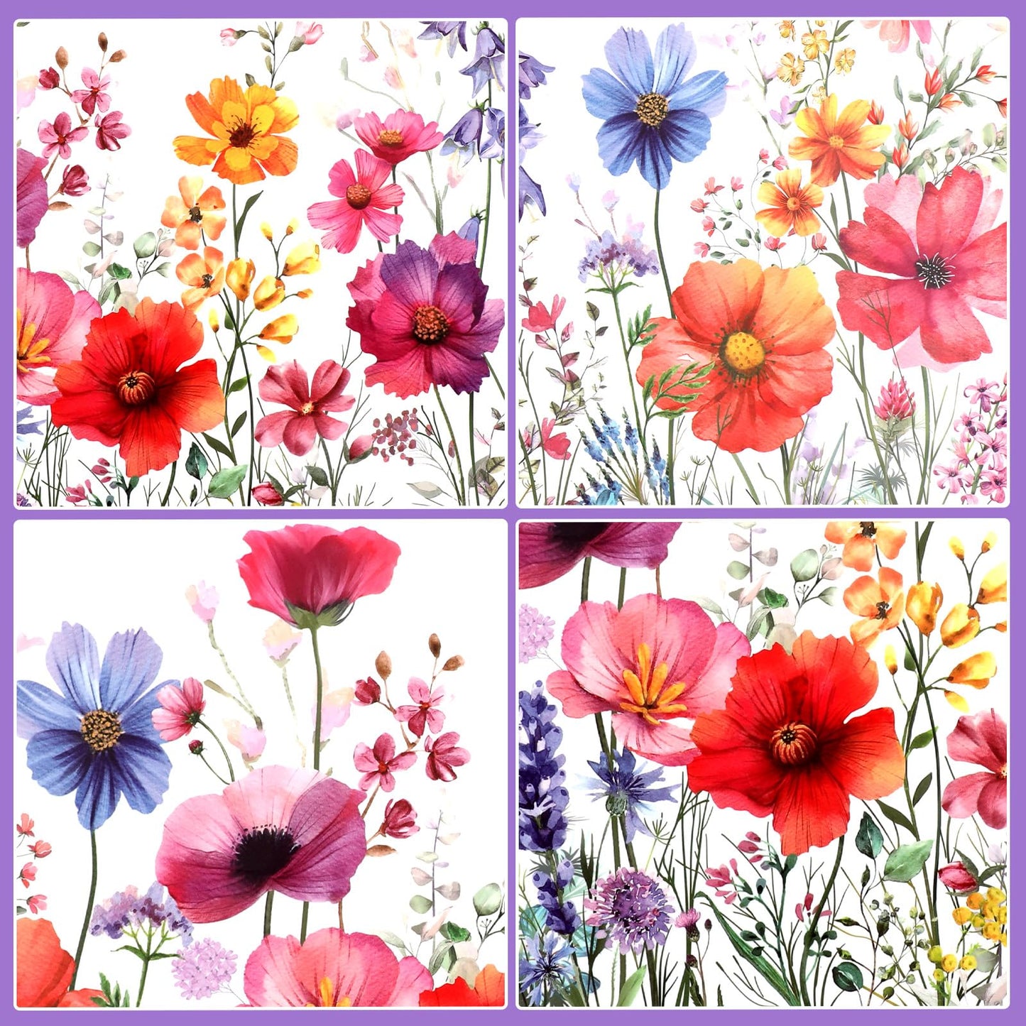 DOPENSPI Flower Window Sticker, Double Sided Wildflower Grass Wall Decals Flower Windows Clings for Glass Windows Cut Freely Floral Window Stickers for Home Office Decor