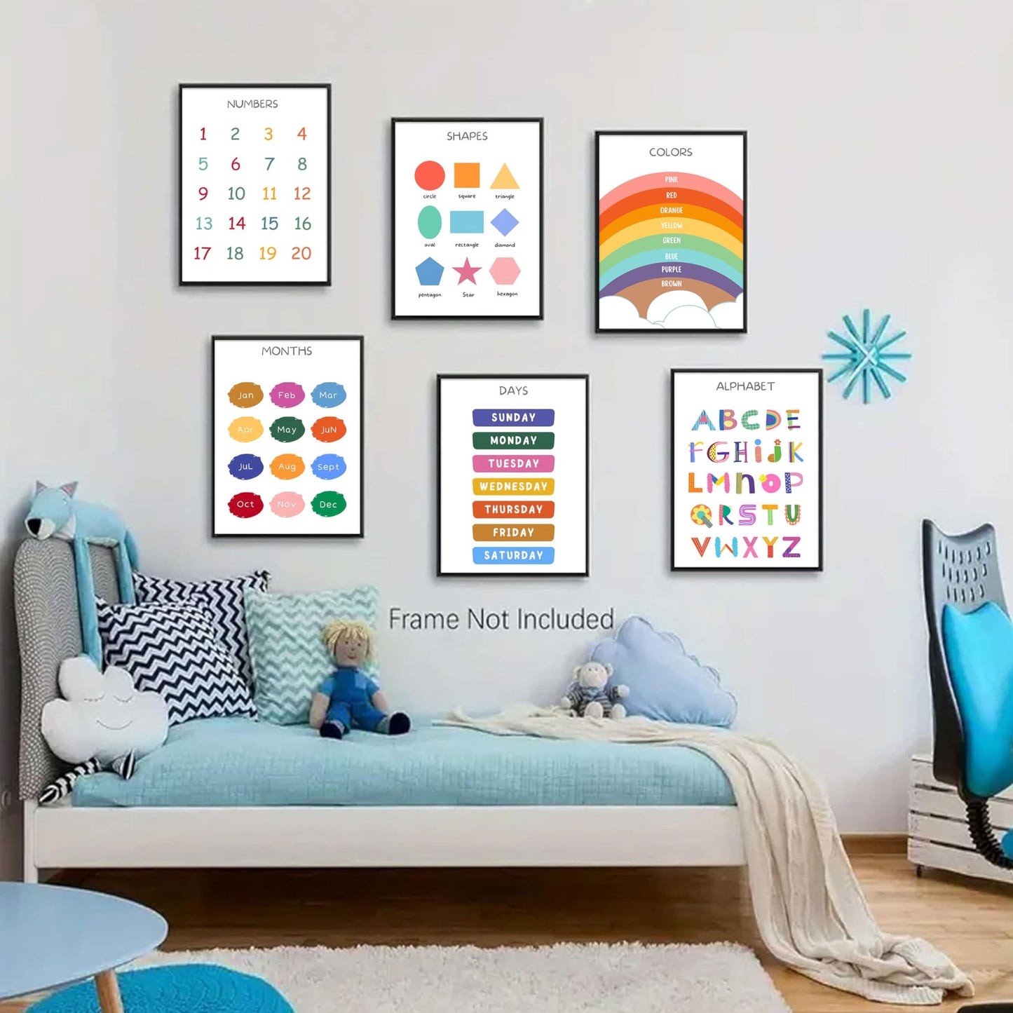 DULASI Educational Posters For Toddlers & Kids - Classroom And Home Learning Wall Art, Educational Poster For Elementary School, Kindergarten, Toddlers Charts 8x10in Unframed