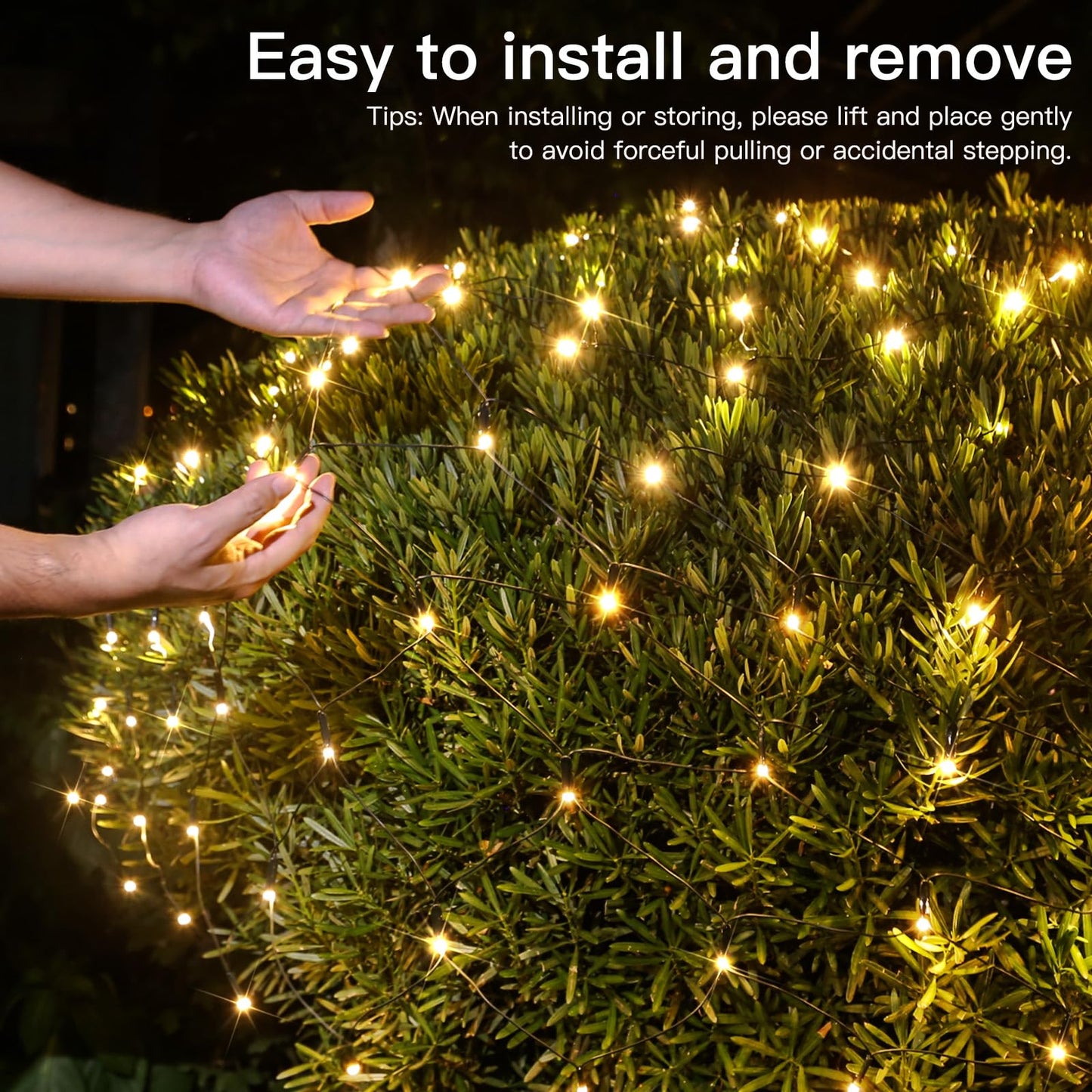 suddus 360 LED Christmas Net Light, Net Lights Outdoor,12ft x 5ft Bush Lights Outdoor Waterproof Connectable Green Wire for Bushes, Lamn, Trees, Christmas Decoration, Warm White