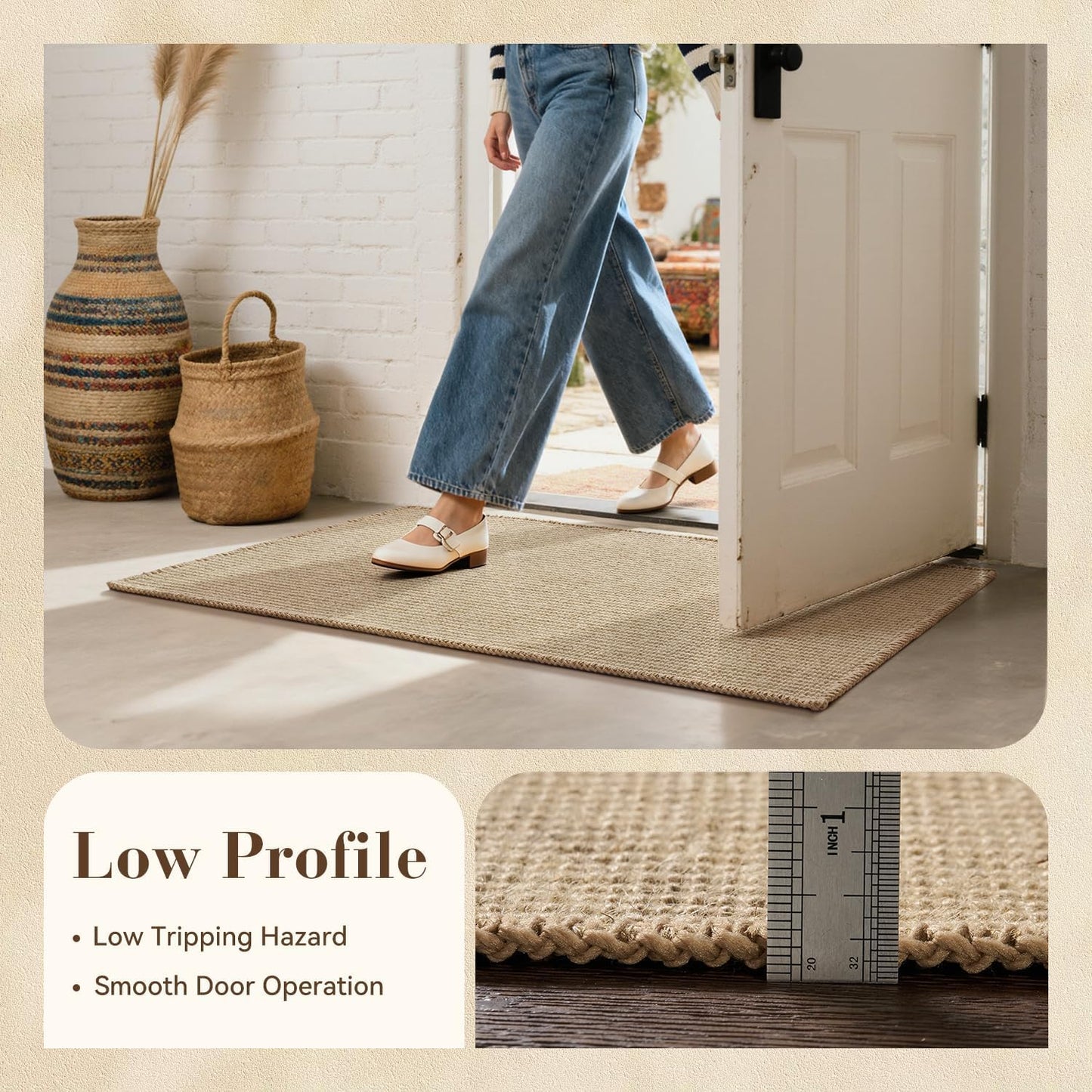 Jute Front Door Mat Indoor Entrance Indoor Door Mat Rugs for Entryway Entry Entrance Mats Inside Doormat Welcome Mats Boho 17"X30" Small
