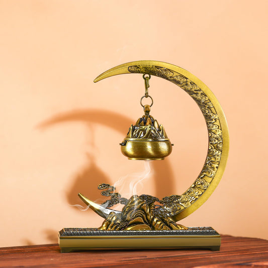 SERdeerCH Moon Lotus Furnace Hollow Hanging Ball Incense Burner,Alloy Frame,Equipped with 1 Tube of Cloud Incense,Used for Home Office Decoration