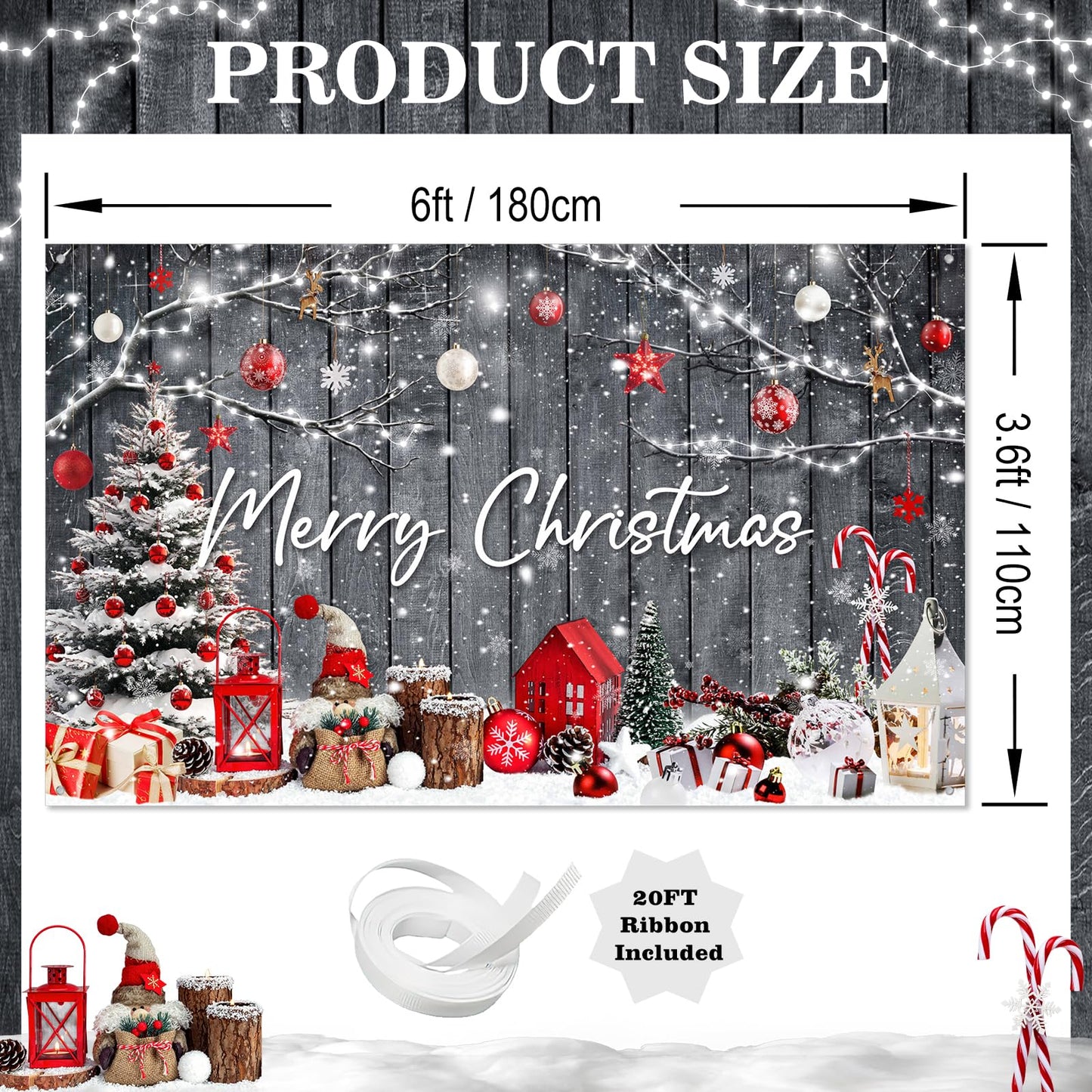 Avezano Christmas Wood Wall Photography Backdrop 6 x 3.6 ft Rustic Merry Chirstmas Gifts Barn Background Xmas Winter Holiday Photo Banner Props Indoor Outdoor