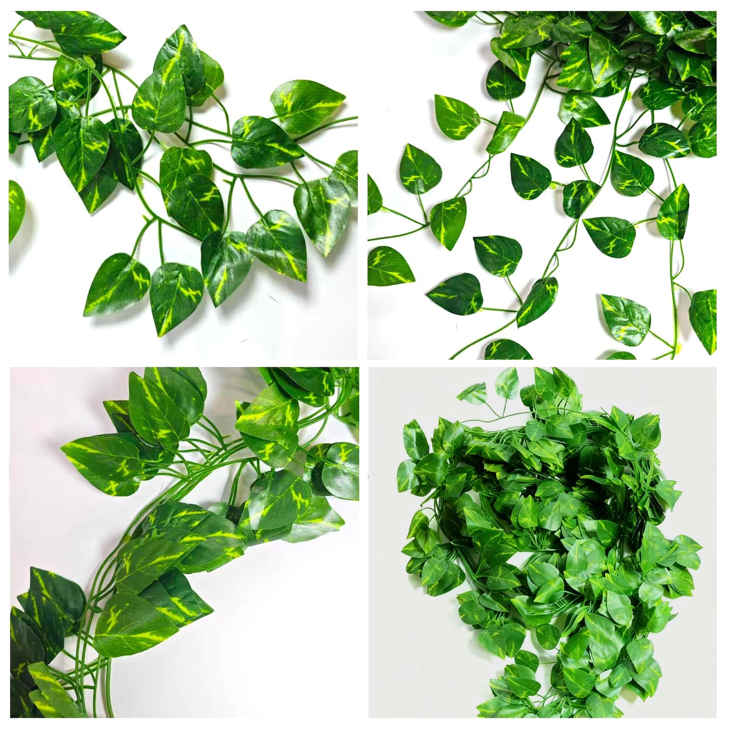 Jangmont Fake Vines for Room Decoration Artificial Ivy Garland Hanging Vines Faux Vines Decor for Wall Bedroom Outdoors Garden Wedding Office Patio (Pothos-Lesves, 12PCS 84FT)