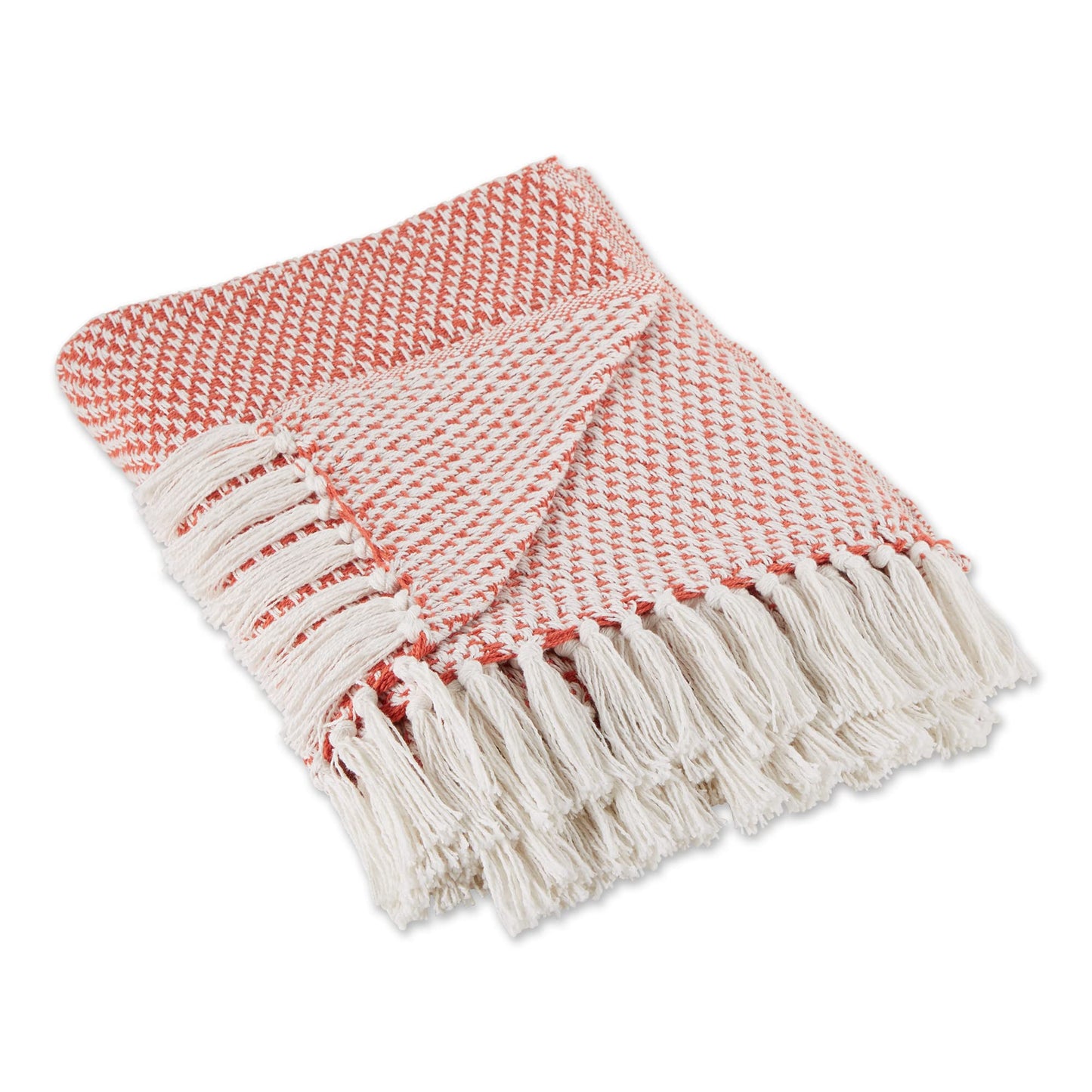 DII Woven Throw Collection 100% Cotton, Basketweave, 50x60, Spice