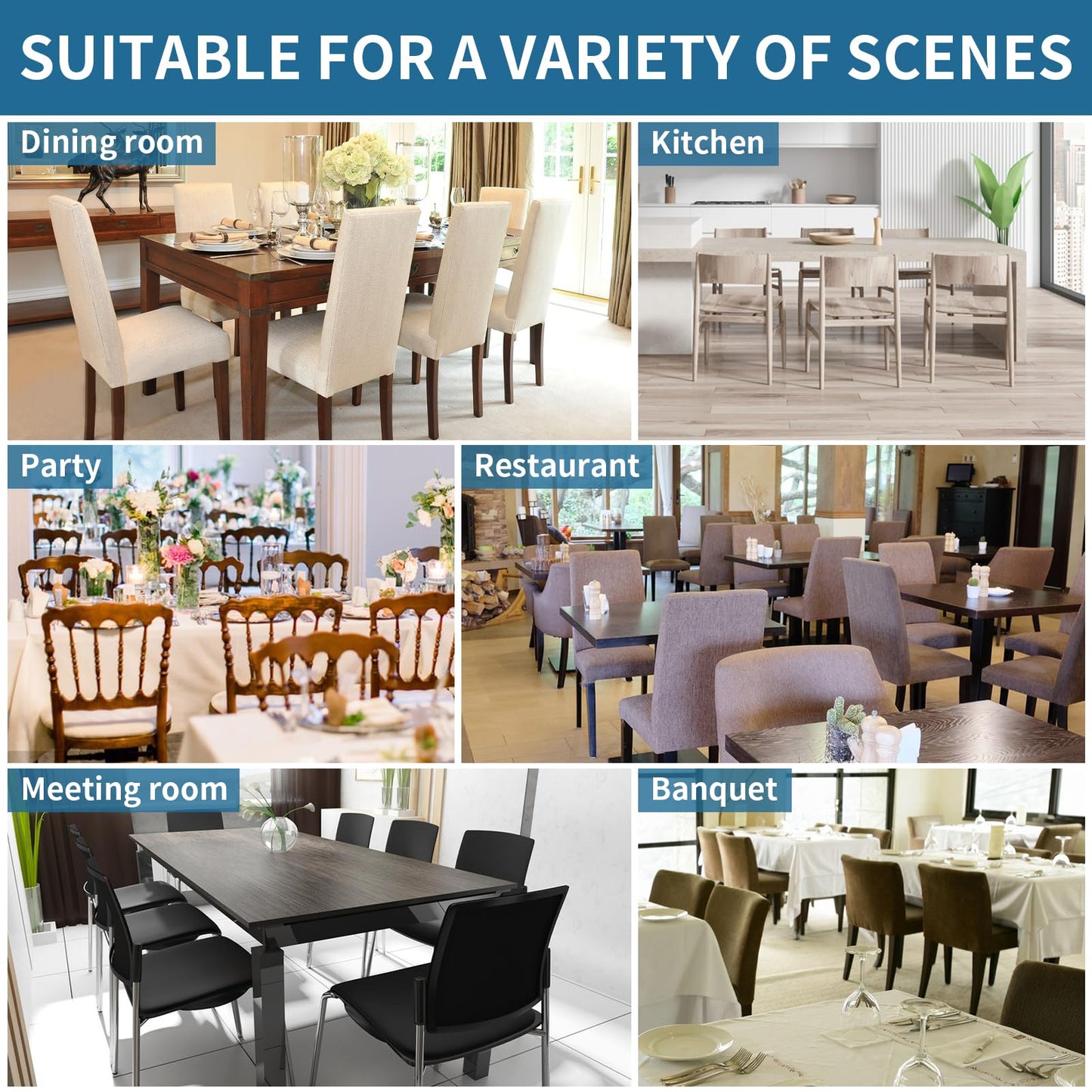Fafua Stretch Dining Room Chair Covers Set of 6, Removable Washable Chair Covers for Dining Chairs,Dining Room, Hotel, Ceremony