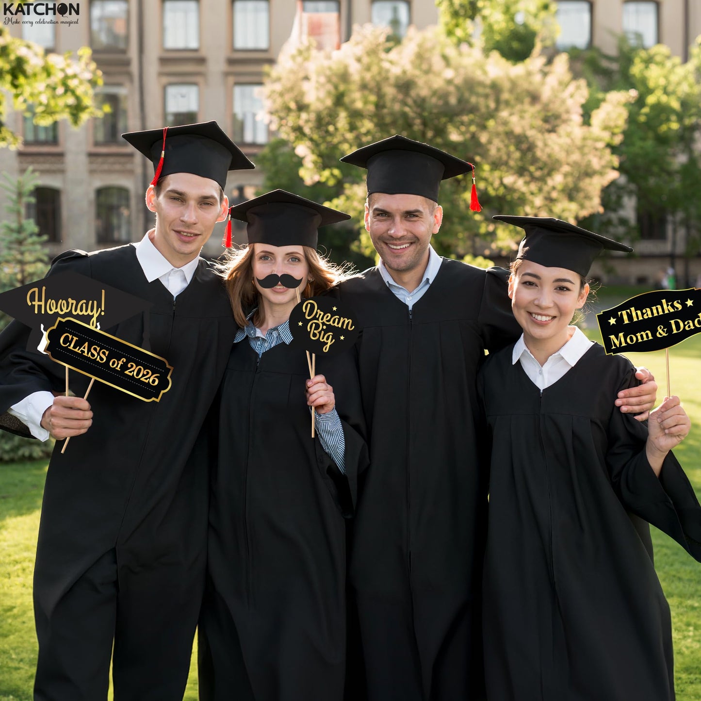 KatchOn, Graduation Photo Booth Props - Pack of 40 | Black and Gold Grad Photo Props, Graduation Decorations 2026 | Congrats Grad Props for Photoshoot 2026, Class of 2026 Decor | Grad Party Supplies