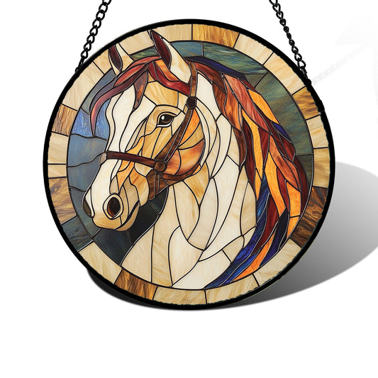 DASTOLL Stained Glass Window Hanging, Animal Horse Colored Mane Sun Catchers Glass Panel Cool Suncatcher Decor for Birthday for Women, Men, Wife, Aunt, and Mom 7.8 in