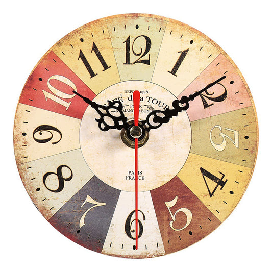 Vintage Round MDF Wall Clock, Creative Design, Stylish Home Office Decor for Living Room, Bedroom, or Table Stand