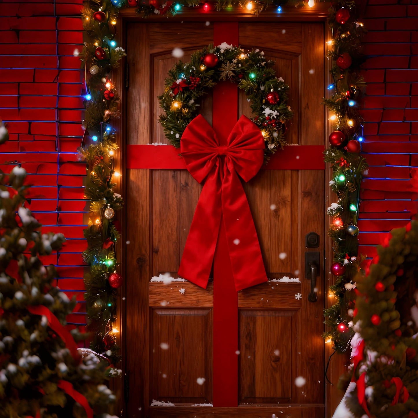 Meseey Large Christmas Red Velvet Door Ribbon Bows Gate Cabinet Wreath Bow Festival Wrapping Decorations for Christmas Tree Fireplace Home Front Door Party Supplies(Red Velvet)