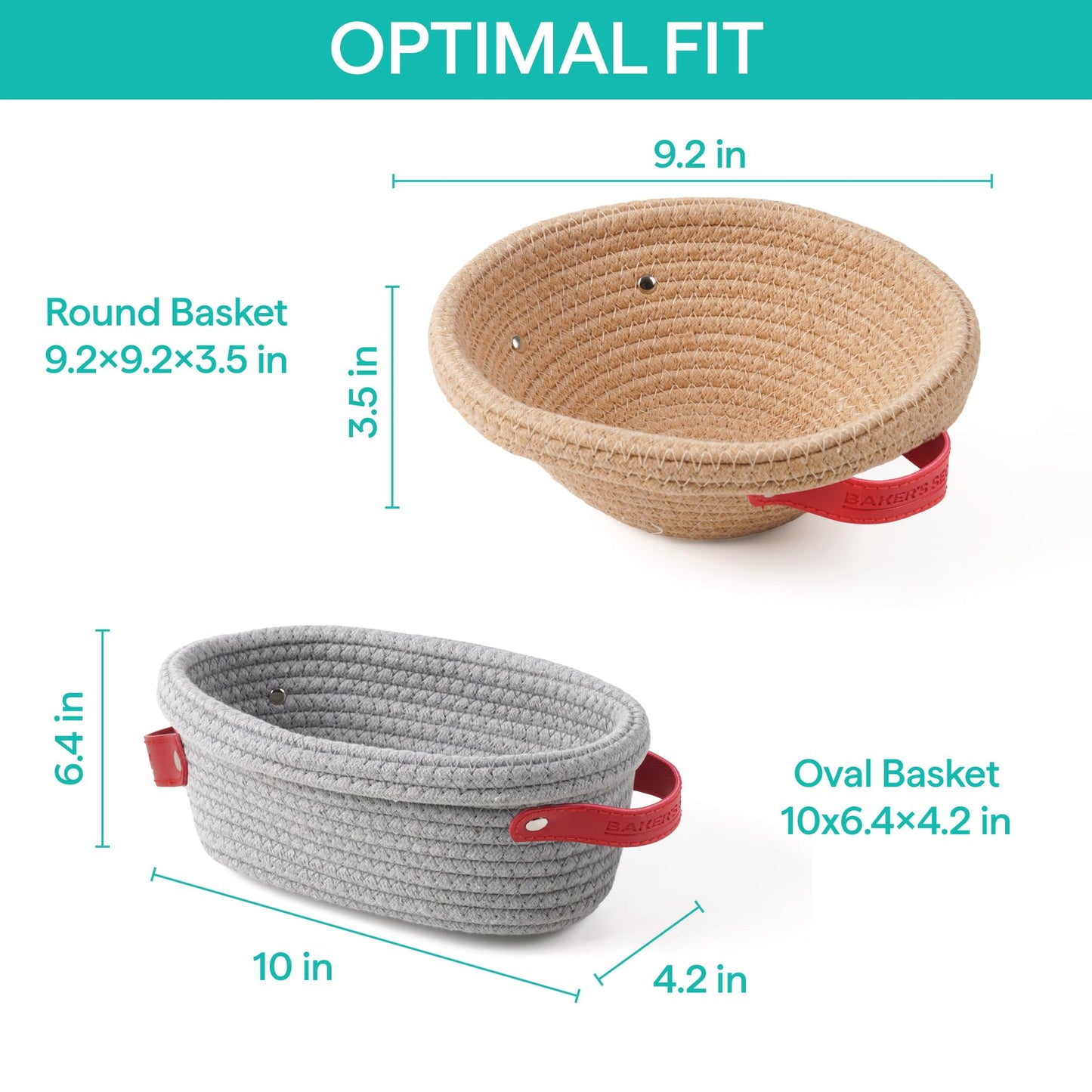Baker's Secret Cotton Rope Banneton Bread Proofing Basket Set, Oval & Round Bread Baskets with Liners & Covers for Artisan Bread Baking, Sourdough Bread Baking Supplies