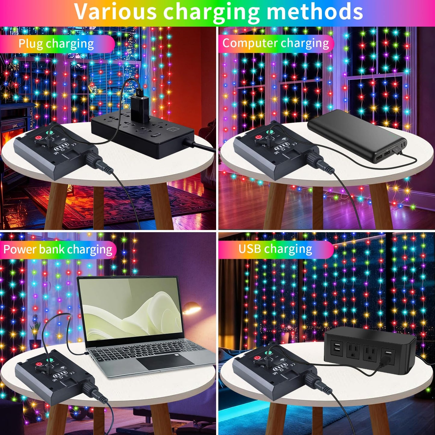 Solar Curtain Lights 10x10Ft 300LED Twinkle Fairy String Lights Multicolor Cool White Dual Color Changing Dimmable Waterproof Remote Timer Memory for Christmas Wedding Pergola Patio Outside