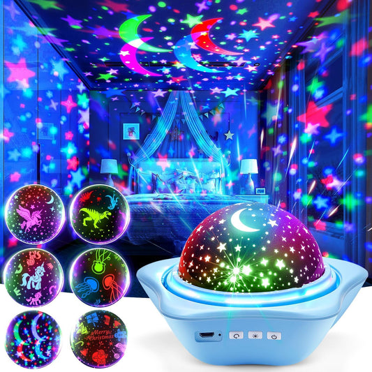 One Fire Night Light for KidsToys, 6 Films+78 Lighting Modes Star Projector,Rechargeable Night Light Projector,360°Rotion Star Lights for Bedroom Decor,Birthday Gifts for Kids Baby Sensory Toys Autism