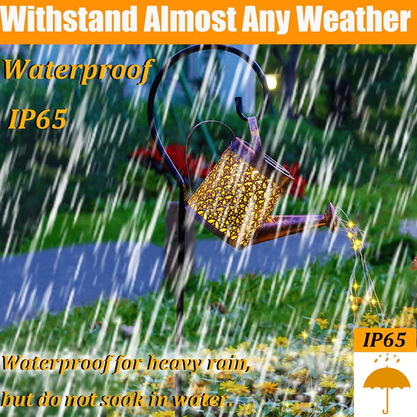 Solar Lanterns Outdoor Waterproof,Metal Watering Can Garden Decor Ornaments,Yard Art Hanging Path Lights,Outside Patio Decorations,Gardening Birthday Gifts for Mom Grandma Women,with Hook, Large