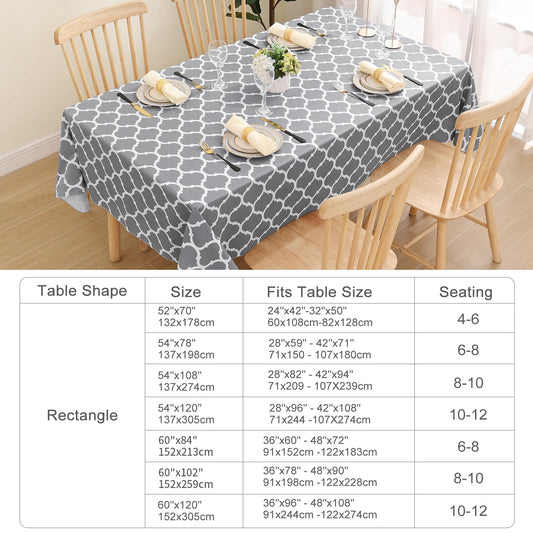 Smiry Rectangle Table Cloth, Waterproof Vinyl Tablecloths with Flannel Backing for Rectangle Tables, Wipeable Spillproof Plastic Tablecloth for Dining, Camping, Indoor and Outdoor (60"x84", Grey)