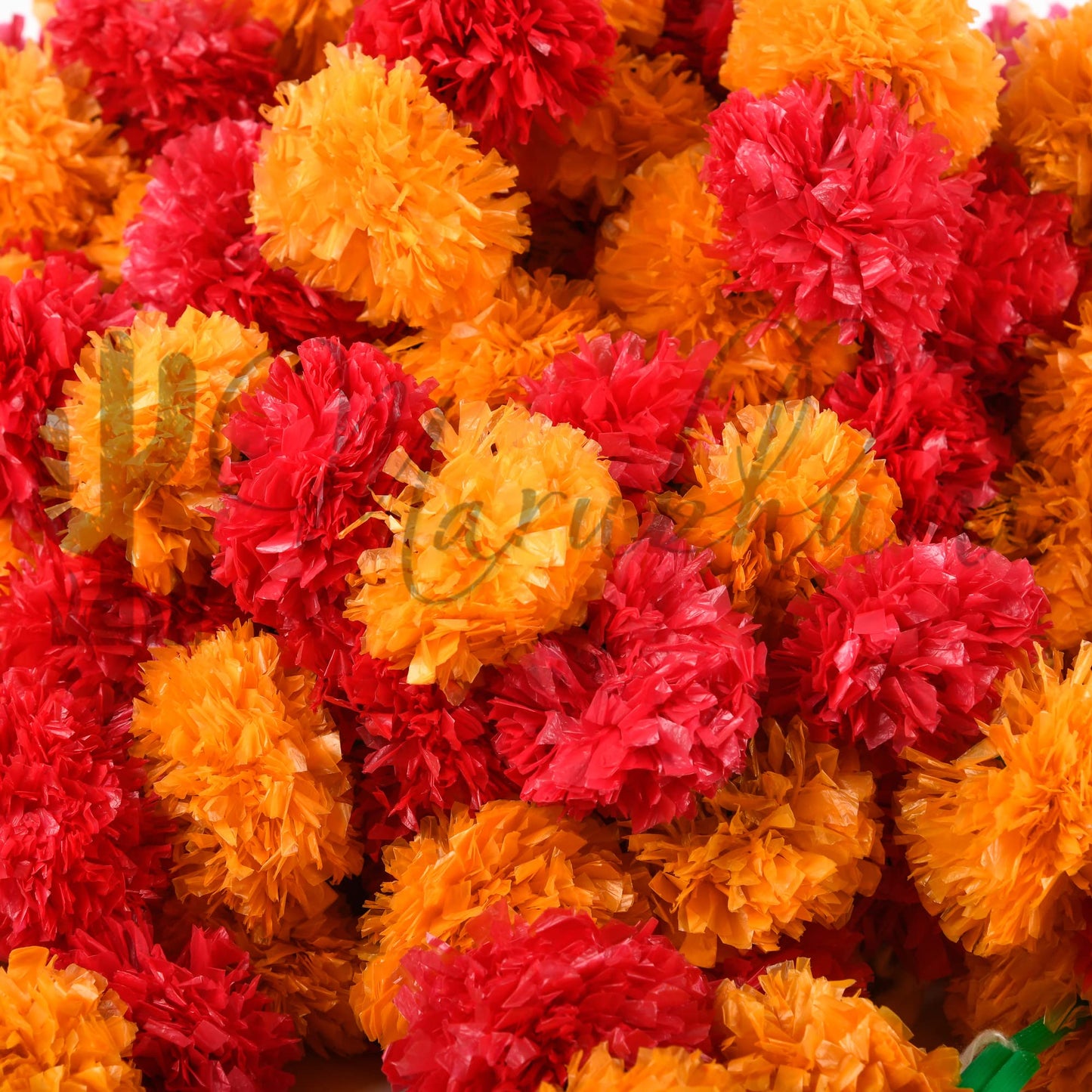Marubhumi 5 PC - 5 feet Artificial Marigold Flower Garland – Long Strands for Diwali, Wedding & Festive Decoration – Traditional Indian Home Decor