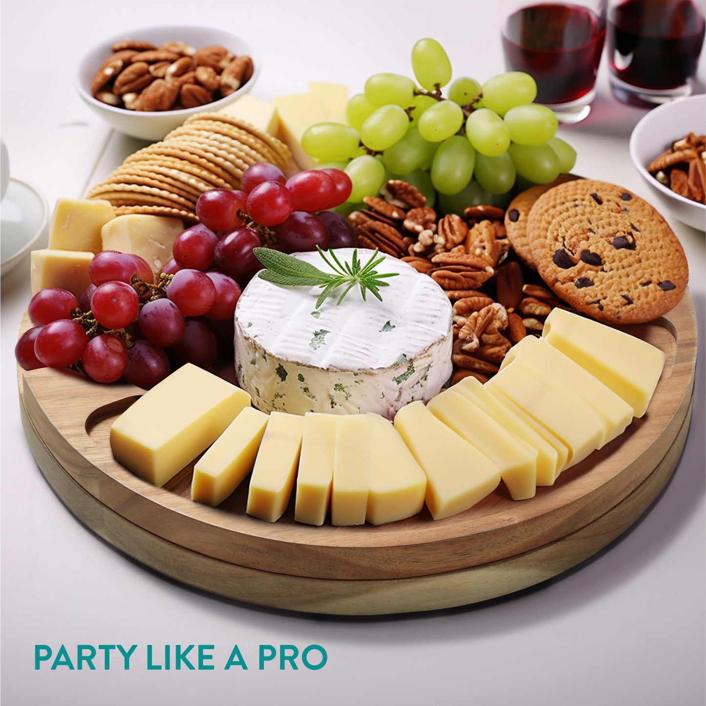 Navaris Cheese Board Gift Set with Knife - Wooden Cheese Board with Knife for Entertaining and Home Use - Charcuterie Board for Cheese and Wine - 12" / 31cm