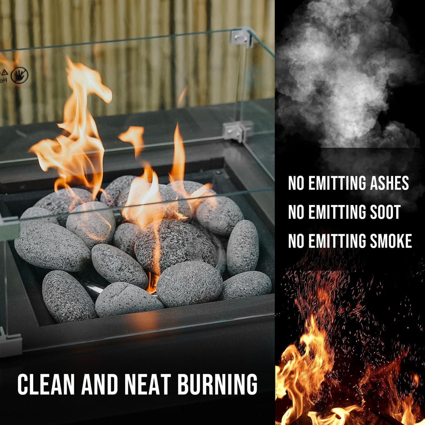 Skyflame 3-5 Inch Round Lava Rock Pebbles, 10 Pounds Black Natural Tumbled Stones for Indoor Outdoor Gas Fire Pit|Fireplaces|Garden Landscaping Decoration| Cultivation of Potted Plants