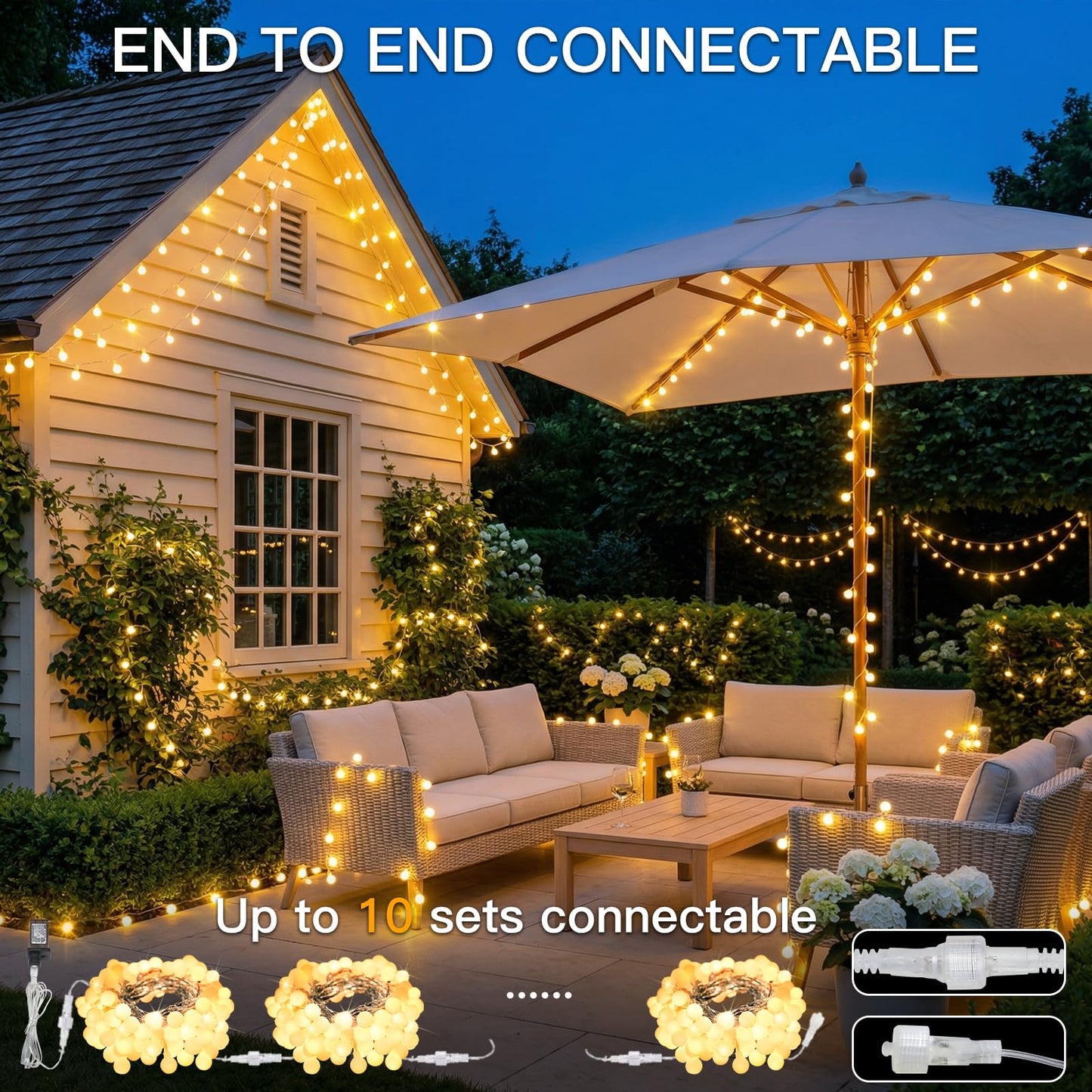 suddus String Lights for Bedroom, 33ft 100 Led Connectable Globe String Lights Indoor, Hanging Fairy Lights Plug in with Remote for Classroom, Room, Dorm, Outdoor, Christmas Tree Decor, Warm White