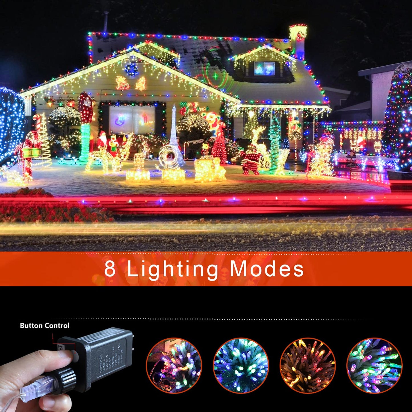 Christmas Decoration Lights, Outdoor Christmas String Lights 320 LED 11.5 Ft Waterfall Tree Light with Big Star Topper 8 Light Modes for Xmas New Year Holiday Garden Yard Indoor Outdoor Decor