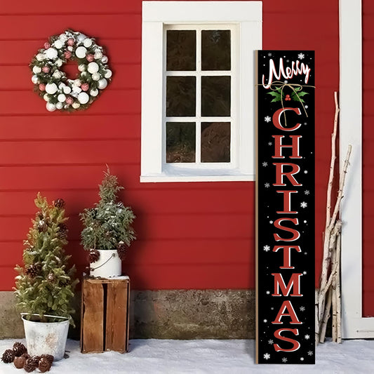 Merry Christmas Welcome Porch Sign Xmas Wooden Door Sign 47'' Large Porch Sign for Home Front Door Yard Party Decor