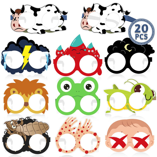 Melisheer 20 PCS Passover Decorations, Passover Paper Eyeglasses, Ten Plagues Props Set, Pesach Decorations Jewish Holiday Party Favors for Pesach Seder Supplies Costume Dress up Accessories