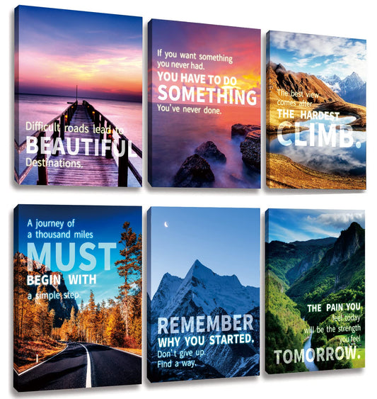 Motivational Landscape Canvas Art - Office & Home Decor, Suitable for Library, School, Gym, Living Room - Framed (29x38cm)