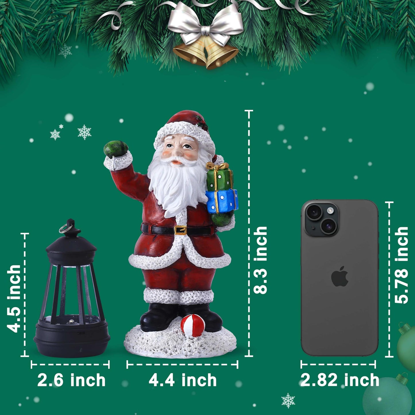Christmas Decorations Santa Claus Decor Christmas Statues Standing Figurines Indoor Ornaments 2025 with Lantern Light for Home Table Centerpieces Mantel Bedroom Window Yard Porch Lawn,Santa Claus