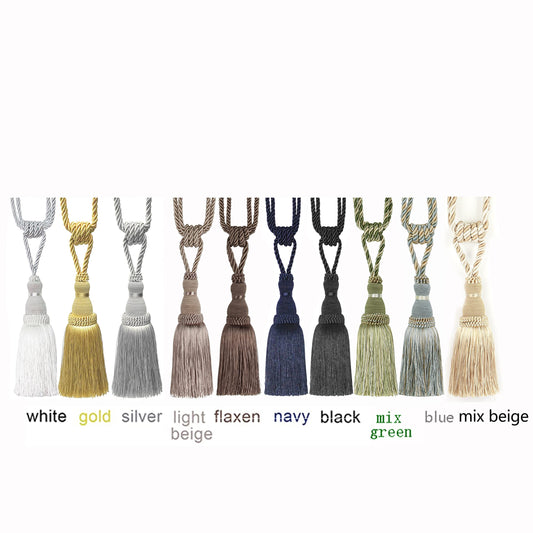 BEL AVENIR 2 Pack Curtain Tiebacks Tassel Drapery Tie-Backs Rope Handmade Holdbacks Home Office Hotel Decorative (Gold, 2 Pack)
