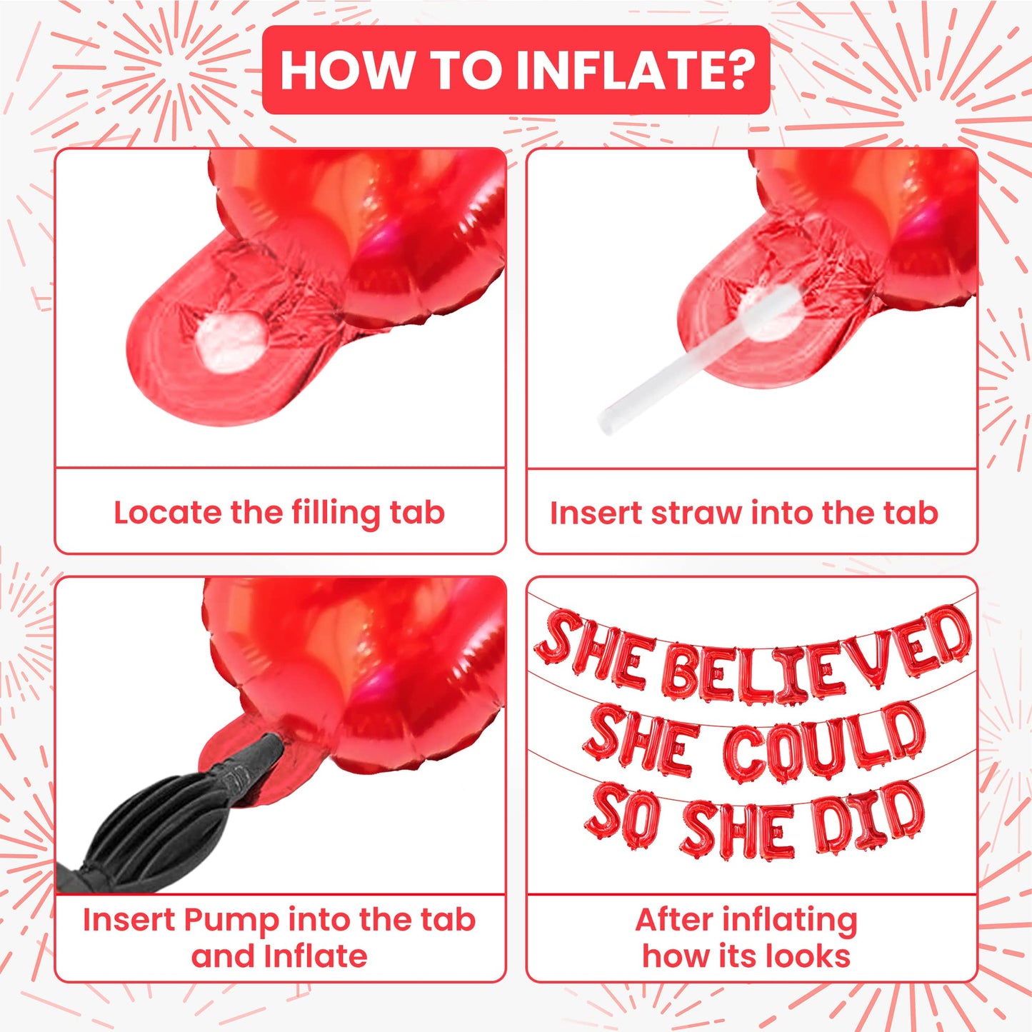 Red She Believed She Could So She Did Balloons - 16 Inch | Congrats Balloon for Congratulations Decorations | Graduation Balloon for Graduation Decorations 2026, Congrats Grad Decorations, KatchOn