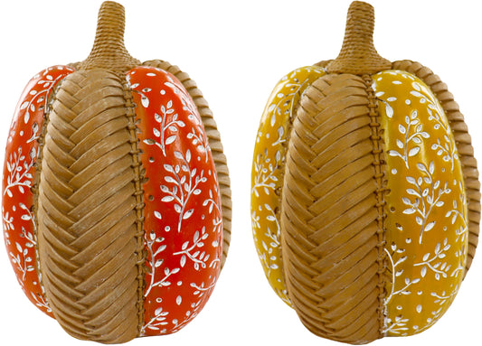 Modern Woven Pumpkin Decorative Sculpture , 2 pieces cute Pumpkin Decorations,Autumn Harvest Fall Home Decor,garden decorations,Farmhouse dining table,desktop,fireplace,Harvest Festival Decoration