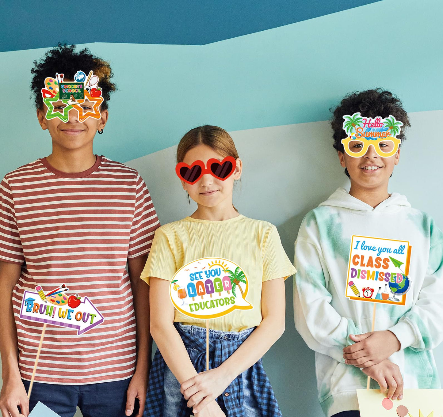 School's Out for Summer Photo Props Last Day of School Decorations Peace Out School Hello Summer Photo Booth Props Goodbye School Hello Pool Summer Vacation Party Decoration Supplies 35 Pieces